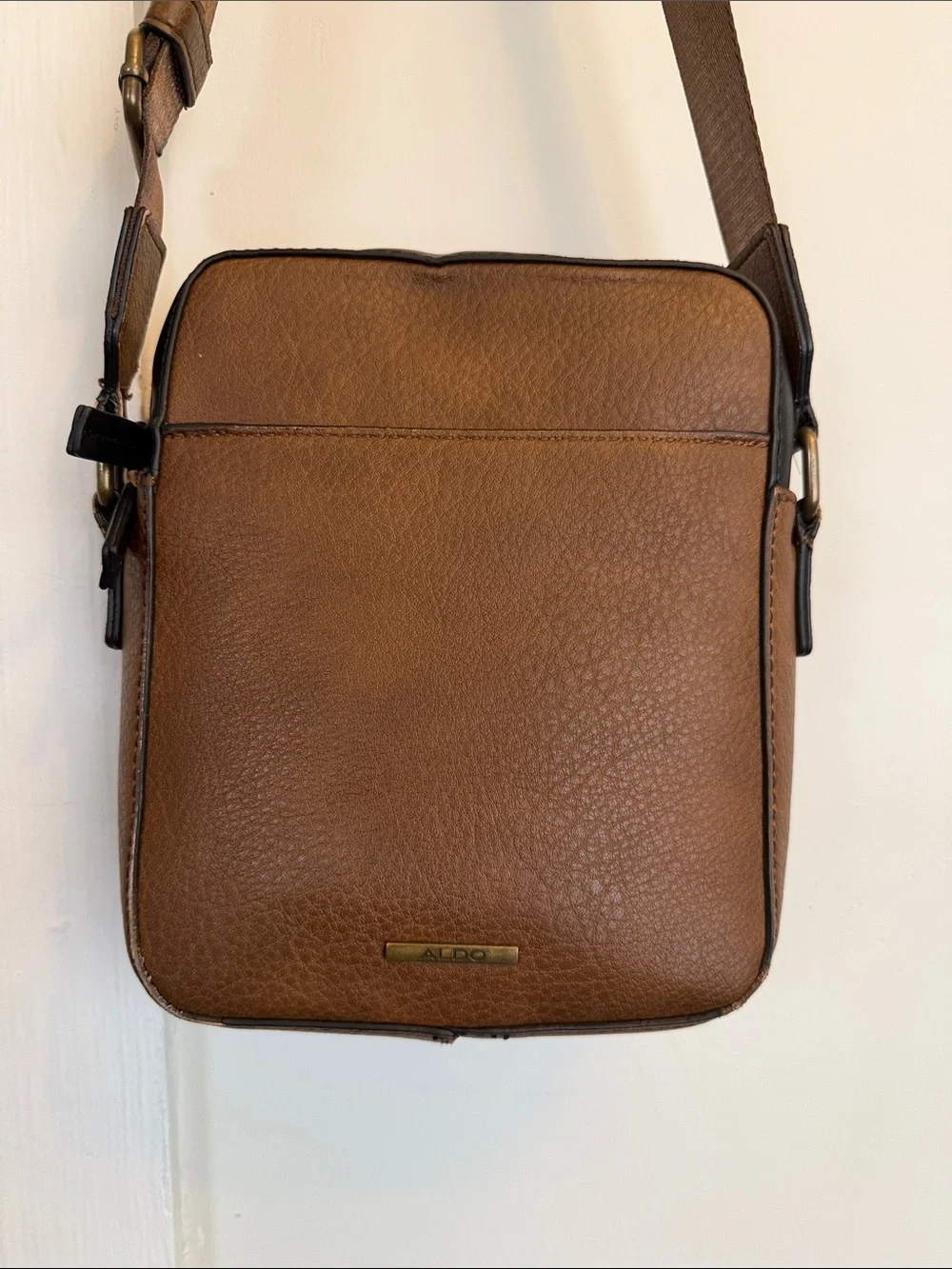 Aldo Brown and Black Leather Messenger Crossbody